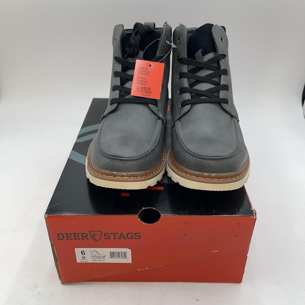 Deer Stags Julian Jr Boots Kids Size 6 Gray Combat Lace Up Ankle Casual